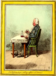 Un diplomatique, settling affairs at Stevens's. (BM 1851,0901.874)