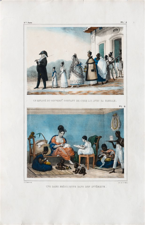 Un employé du gouvernt - sortant de chez lui avec sa famille - Une dame brésilienne dans son intérieur, da Coleção Brasiliana Iconográfica