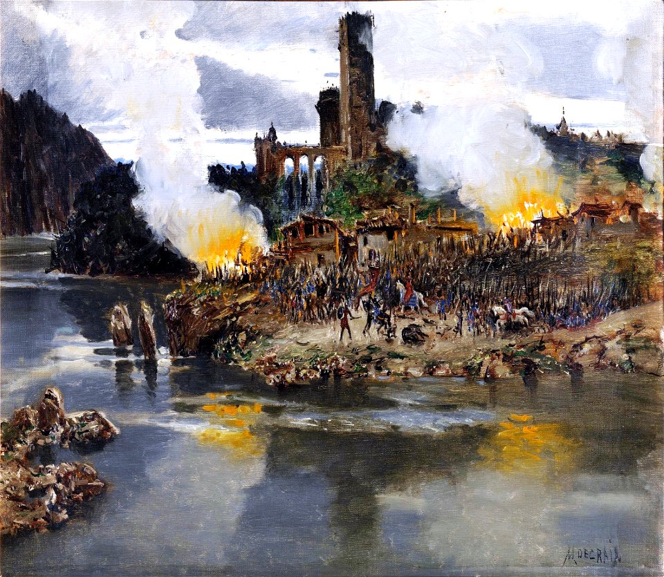 Un fuego o una batalla, de Antonio Muñoz Degrain (Museo del Prado)
