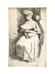 Umberto Boccioni Donna con ventaglio 1917. Free illustration for personal and commercial use.