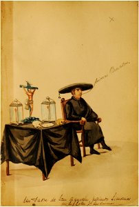 Un padre de San Agustín pidiendo limosnas en la calle por las animas - Pancho Fierro