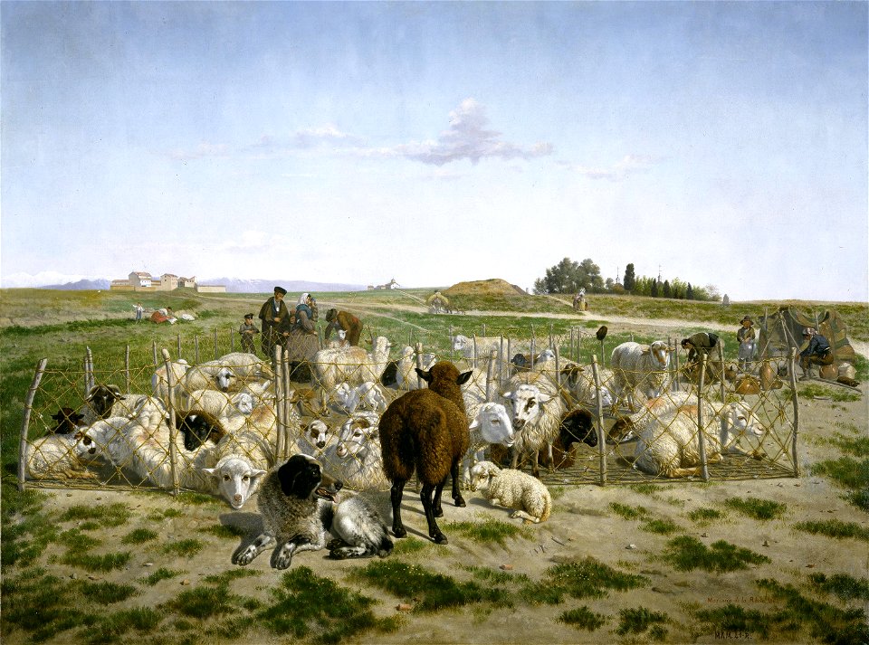 Un redil de ovejas en los alrededores de la Puerta de Bilbao, en Madrid (Museo del Prado)