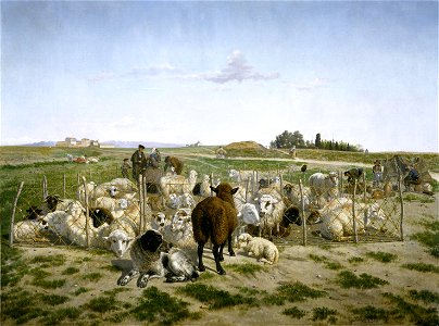 Un redil de ovejas en los alrededores de la Puerta de Bilbao, en Madrid (Museo del Prado)