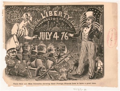 Uncle Sam and Miss Columbia showing their foreign friends how to have a good time LCCN2003679738