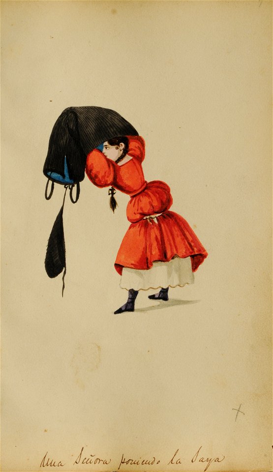 Una señora poniendo la saya - Pancho Fierro
