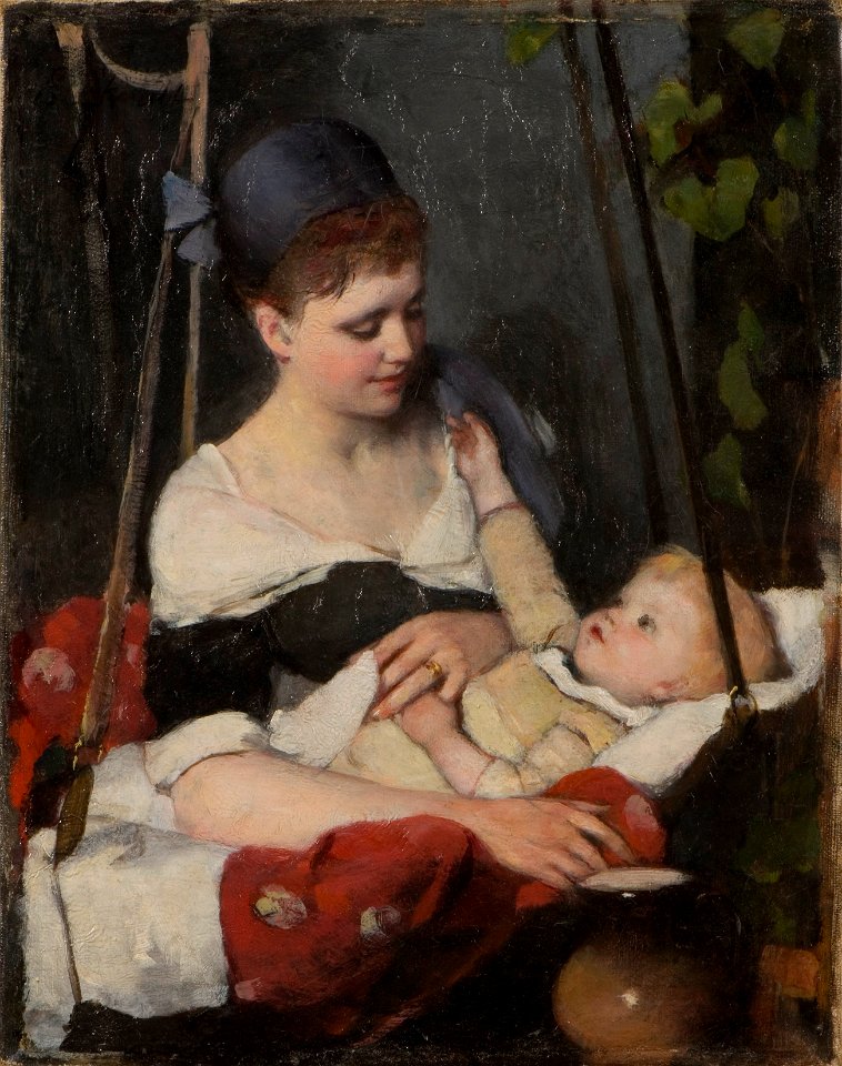 Ung mor som vaggar sitt barn (Emma Ekwall) - Nationalmuseum - 101574