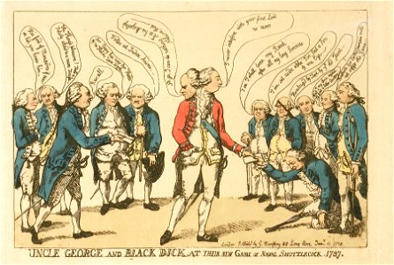 Uncle George and Black Dick at their New Game of Naval Shuttlecock 1787 (caricature) RMG PW3715