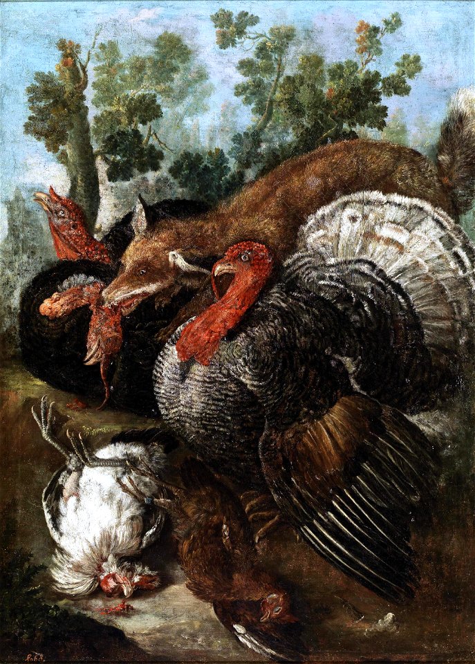 Una zorra devorando aves, atribuido a Giacomo Nani (Museo del Prado)