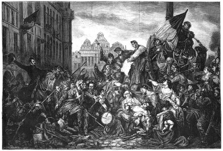 Un épisode de la révolution belge de 1830, par Wappers. Free illustration for personal and commercial use.