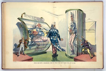 Uncle Sam gets a reassuring view of what the new tariff will do to him - Kep. LCCN2011649596