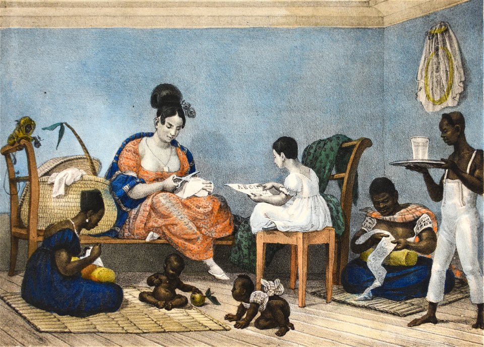 Une Dame d´une Fortune Ordinaire dans son Intérieur au Milieu de ses Habitudes Journalières, by Jean-Baptiste Debret 1823