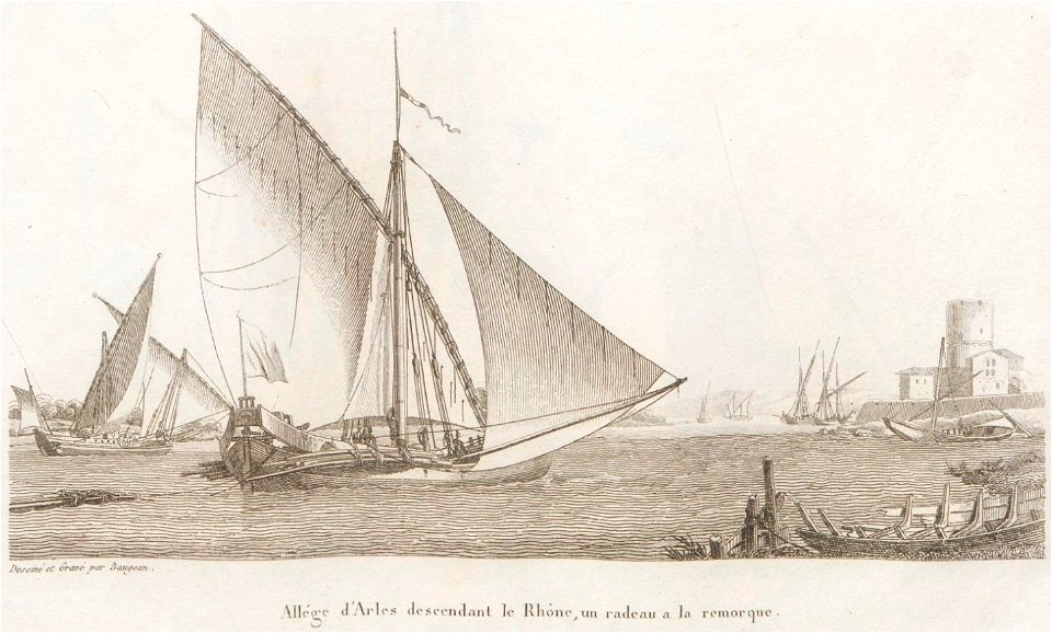 Une allège d'Arles descendant le Rhône
