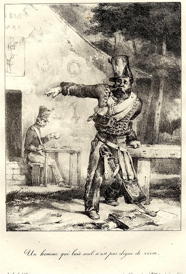 Une homme qui boit seul n'est pas digne de vivre (BM 1869,0410.33)