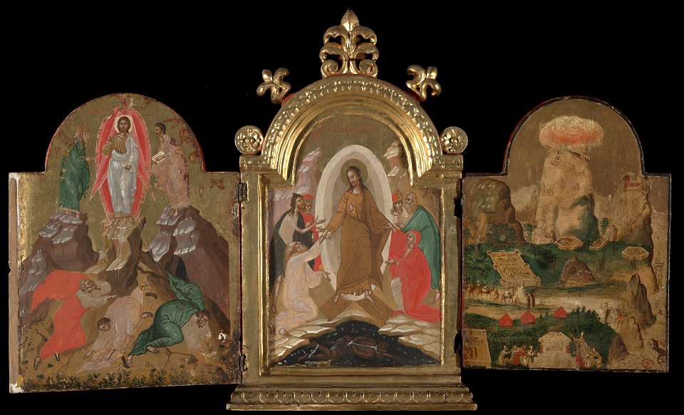 Unknow - Descent of Christ into Limbo. Left wing, Transfiguration, Right wing, Seven Scenes from the History of Mose - 1871.113a-c - Yale University Art Gallery