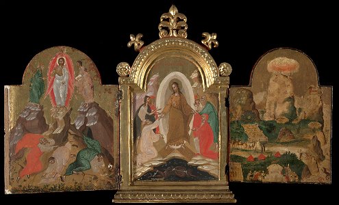 Unknow - Descent of Christ into Limbo. Left wing, Transfiguration, Right wing, Seven Scenes from the History of Mose - 1871.113a-c - Yale University Art Gallery