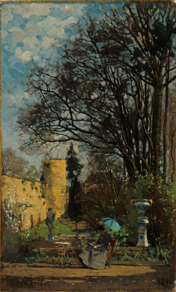 Unidentified Artist - Woman with a Parasol Seated in a Garden - 1943.215 - Fogg Museum