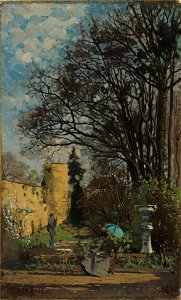 Unidentified Artist - Woman with a Parasol Seated in a Garden - 1943.215 - Fogg Museum
