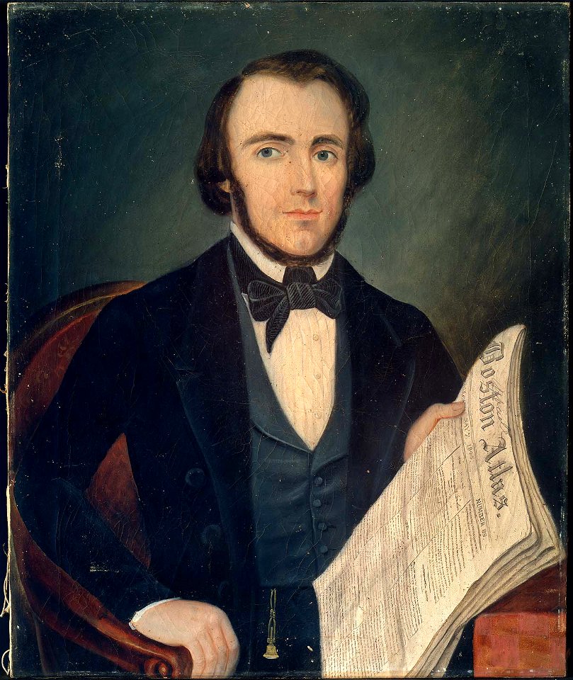 Unidentified artist, American, mid-19th century - Portrait of a Man with Boston Atlas - 1984.174 - Museum of Fine Arts