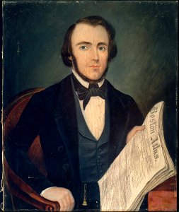 Unidentified artist, American, mid-19th century - Portrait of a Man with Boston Atlas - 1984.174 - Museum of Fine Arts