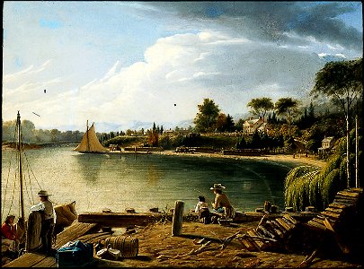 Unidentified artist, American, mid-19th century - A River Landing - 47.1177 - Museum of Fine Arts. Free illustration for personal and commercial use.
