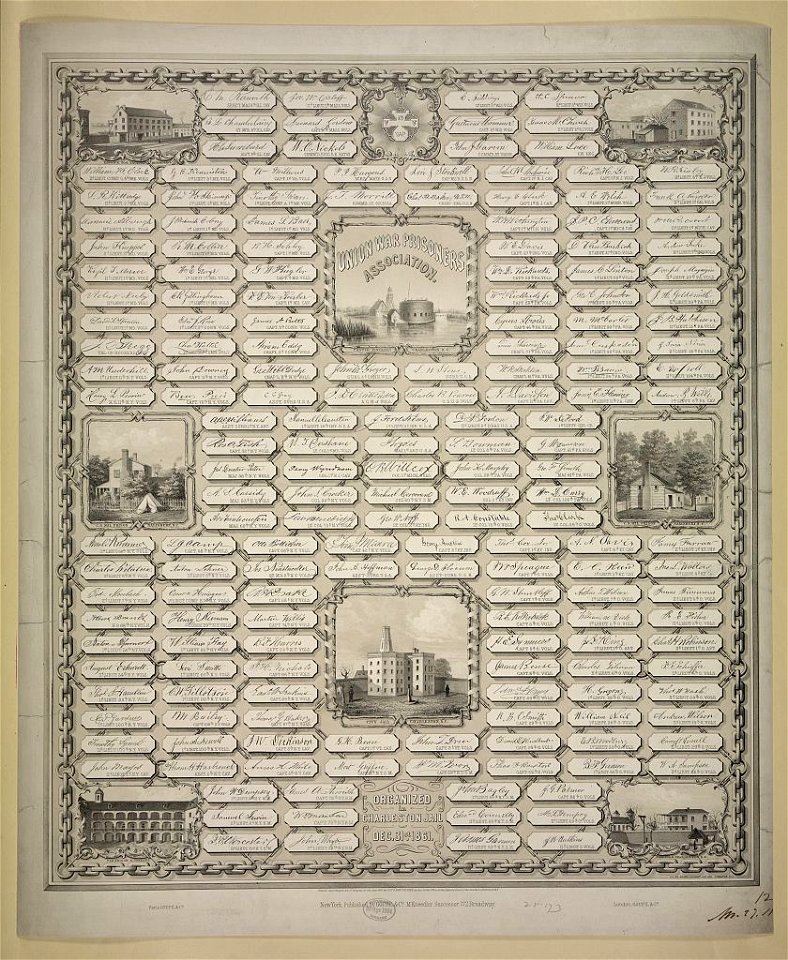 Union War Prisoners Association, organized in Charleston jail, Dec. 31st, 1861 - C. Walter, fecit. LCCN90712625