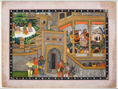 Unknown (Indian) - Sita Imprisoned at Ravana's Palace, Ravana Holding Court (Illustration to the Ramayana) - 70.729 - Detroit Institute of Arts