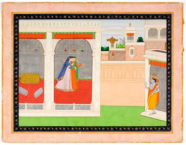 Unknown (Indian) - Krishna and Radha, Court Scene - F69.103 - Detroit Institute of Arts