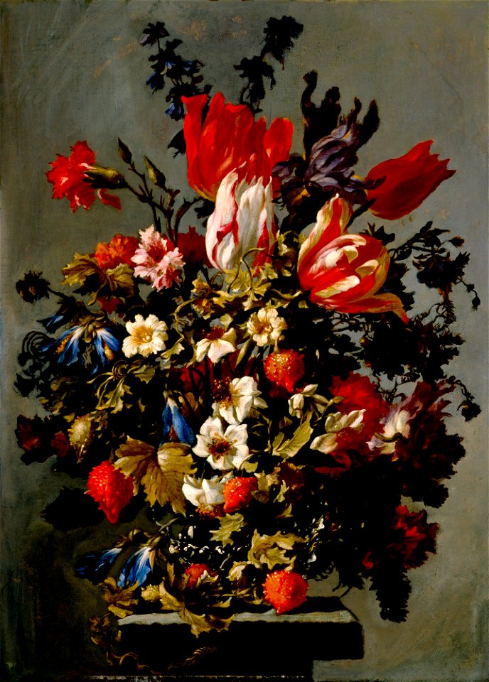 Unknown (Italian) - Still Life with Flowers on a Stone Pedestal - 65.386 - Detroit Institute of Arts
