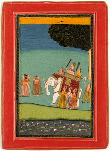 Unknown (Indian) - Raja on White Elephant with Female Attendants - 70.782.A - Detroit Institute of Arts