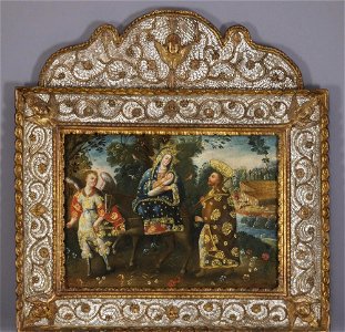 Unknown Artist (Cuzco, Peru) - The Flight into Egypt, one of a pair - LA2189 - Hispanic Society of America