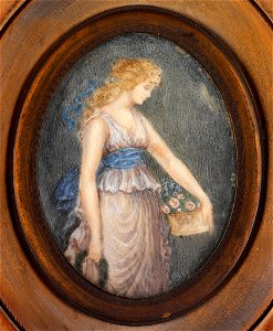 Unknown artist, English - Oval Portrait Miniature of Woman with Basket of Flowers - 82.289.83 - Rhode Island School of Design Museum