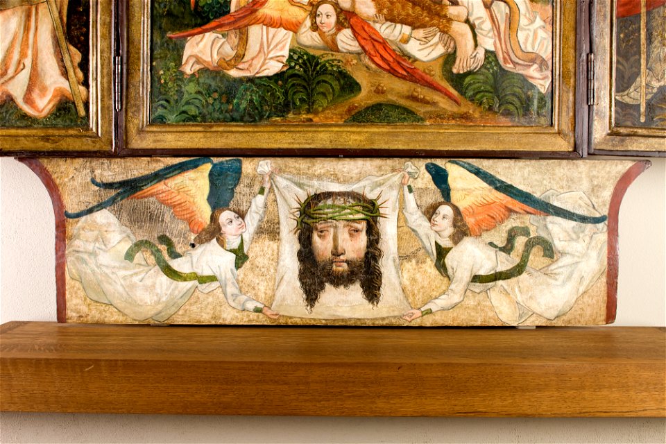 Unknown - Veil of St. Veronica held by two angels. Altar retable from the church in Moszczenica Niżna – predella. - MNK I-85-5 - National Museum Kraków