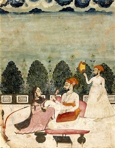 Unknown Indo-Persian - Untitled (Two Men and Woman on Terrace) - Google Art Project
