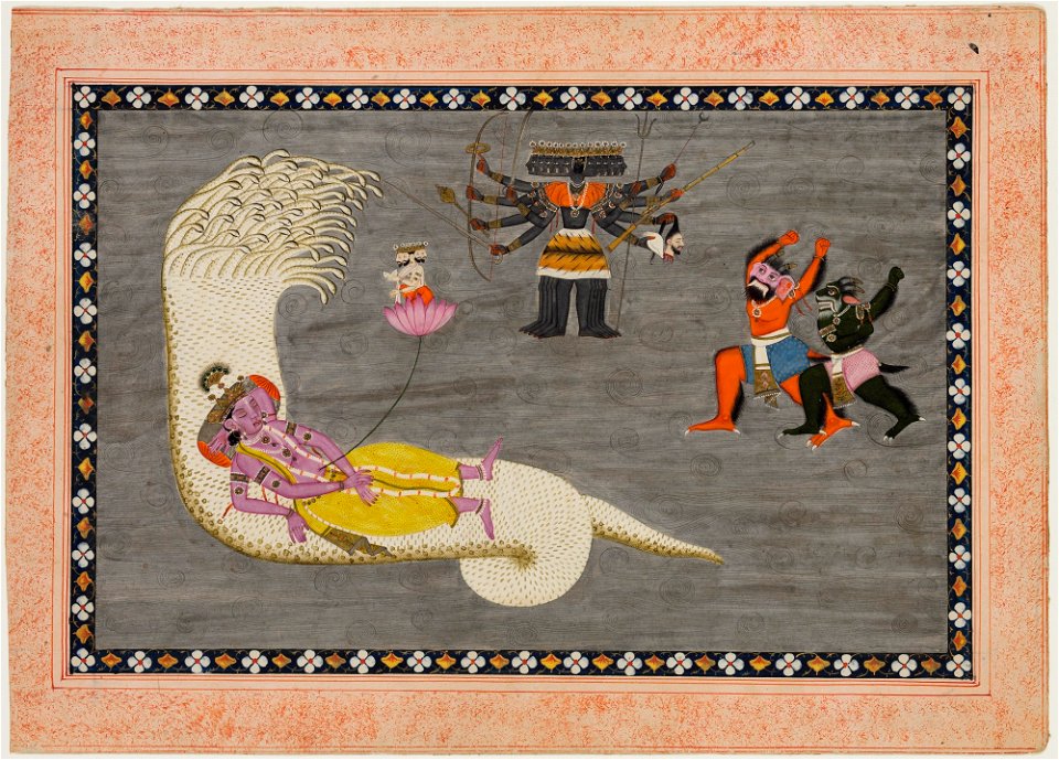 Unknown (Indian) - Vishnu, Sesha, Indra and Demons in Sea of Eternity - 71.309 - Detroit Institute of Arts