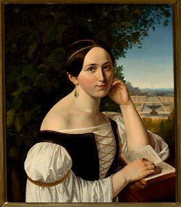 Unknown - Portrait of a young woman with a book in a park - 187536 MNW - National Museum in Warsaw