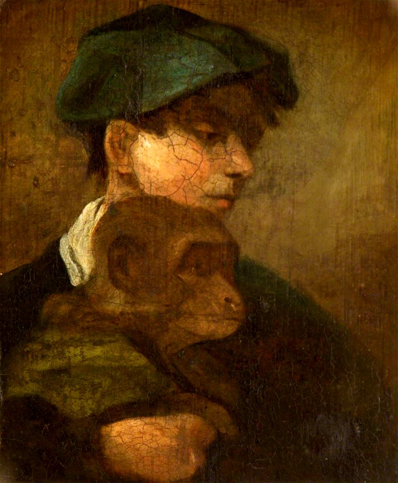 Unknown artist - Boy in a Green Cap Holding a Monkey - 453830 - National Trust