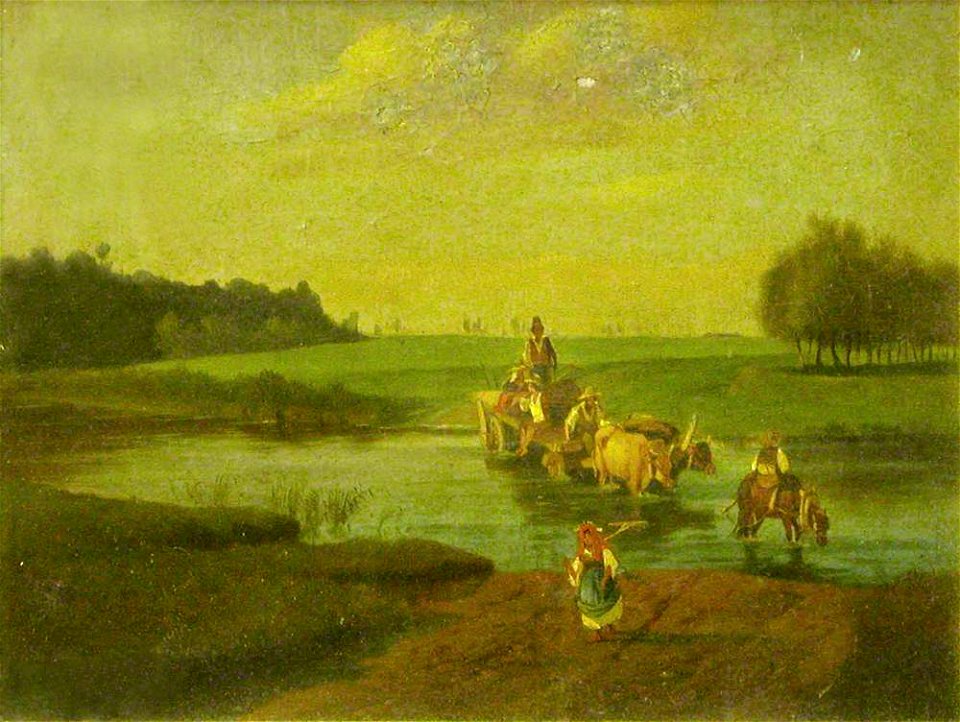 Unknown artist - Bullock Cart Crossing a River - 121331 - National Trust
