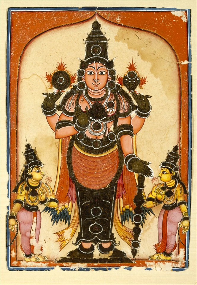Unknown Indian - Lord Vishnu with Two Consorts, Sree Devi and Bhu Devi - Google Art Project