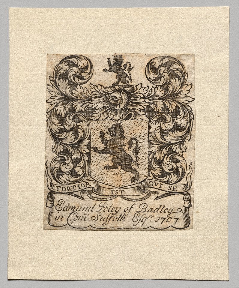 Unknown artist - Bookplate, Edmund Poley of Badley - 1920.1422 - Cleveland Museum of Art