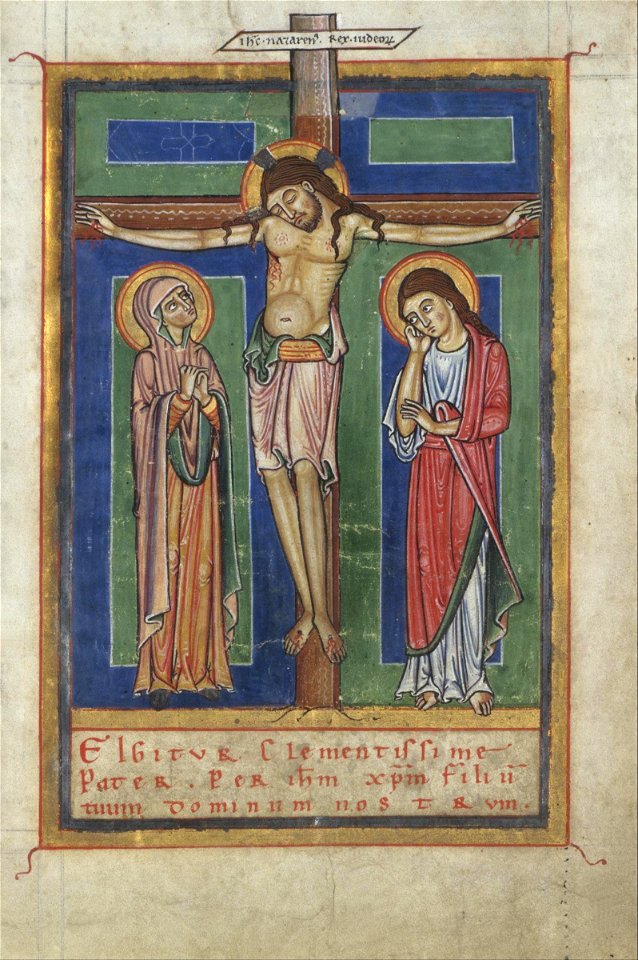 Unknown German - Canon Page from a Sacramentary, with the Crucifixion - Google Art Project