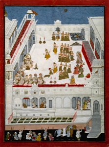 Unknown Indian - Maharana Jagat Singh II and Nobles Watching the Raslila Dance Dramas - Google Art Project