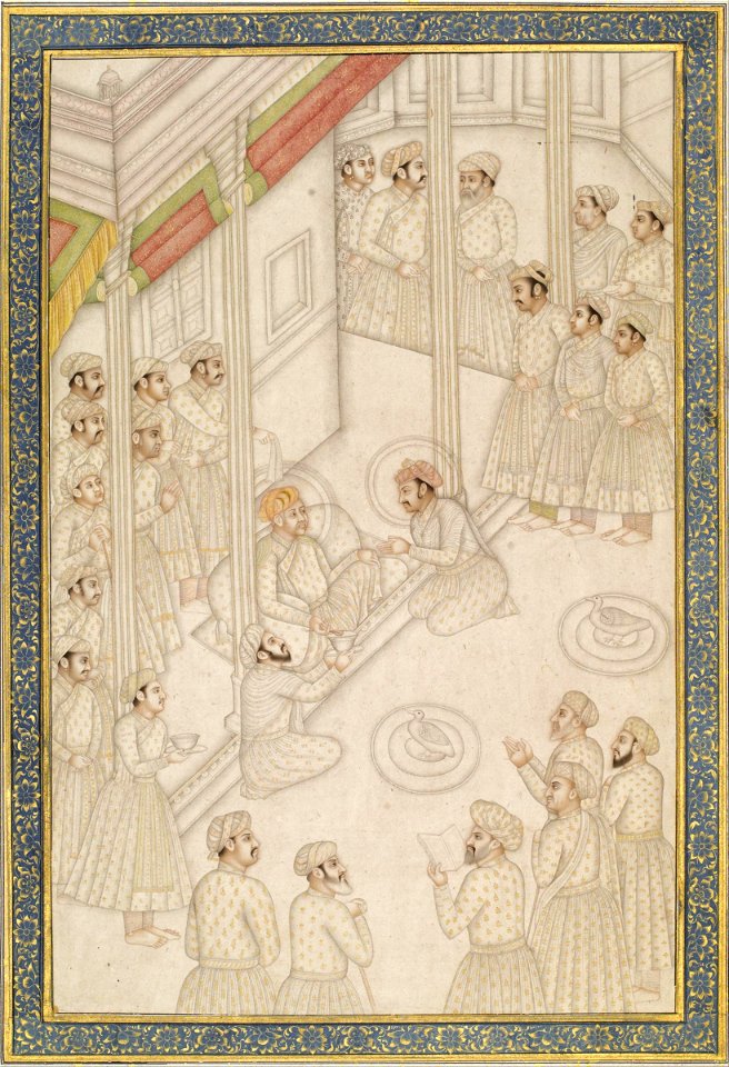 Unknown Indian - Mughal Emperor Akbar Holding Court During his Final Illness - Google Art Project