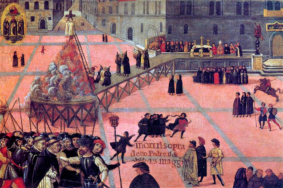 Unknown painter - Ordeal of Girolamo Savonarola in Piazza Signoria - WGA23933