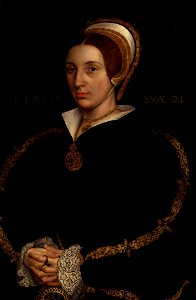 Unknown woman, formerly known as Catherine Howard by Hans Holbein the Younger. Free illustration for personal and commercial use.