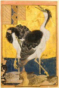 Unknown, Iran, 14th Century - Two Herons with Ducks - Google Art Project. Free illustration for personal and commercial use.