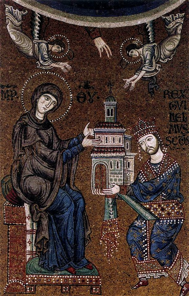 Unknown artist - King William II Presenting the Virgin Mary with a Model of Monreale Cathedral - WGA16268