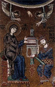 Unknown artist - King William II Presenting the Virgin Mary with a Model of Monreale Cathedral - WGA16268