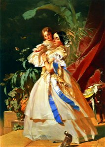 Unknown woman with girl by I.Makarov (1860s)