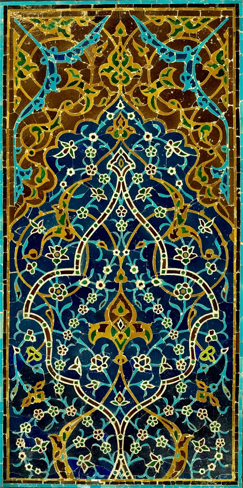 Unknown, Iran - Mosaic Tile Panel - Google Art Project
