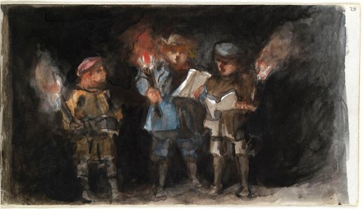 Unknown children, probably carolers by Louisa Anne (née Stuart), Marchioness of Waterford